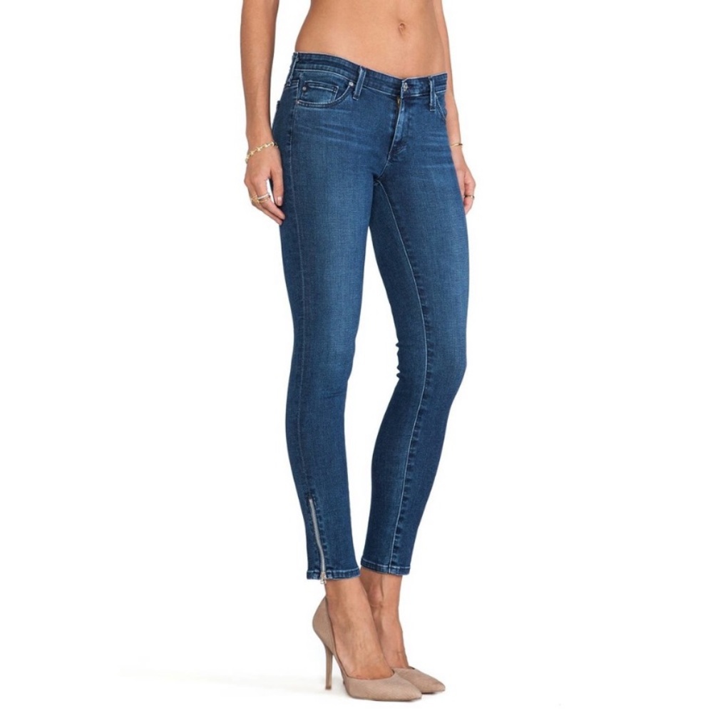 AG ADRIANO GOLDSCHMEID The Zip Up Low Rise Legging Ankle Jean in Rally Blue 26R
